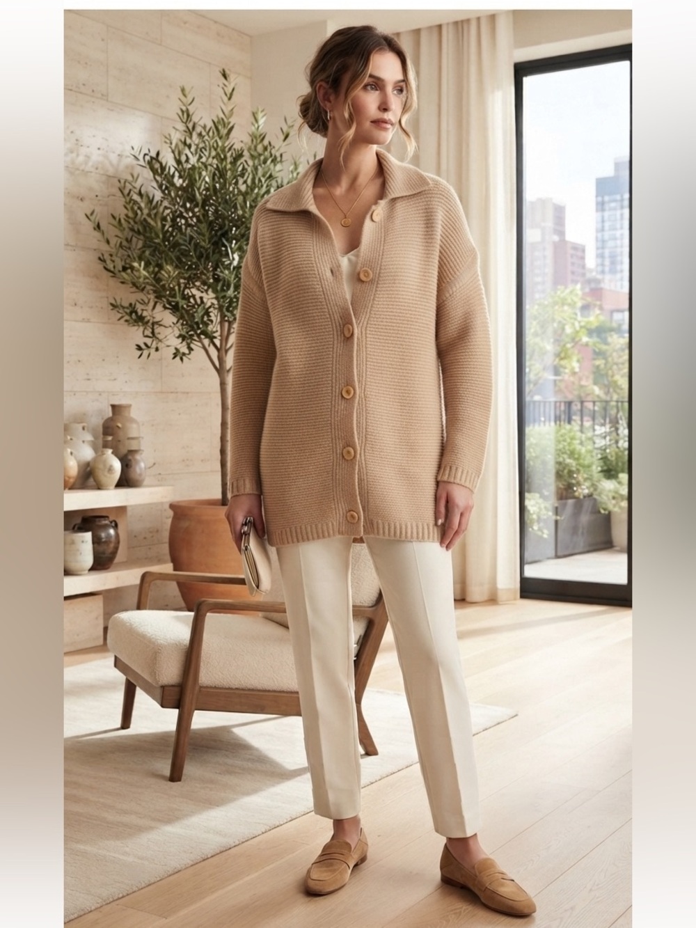 Margaret O'Leary beige cashmere blend sweater